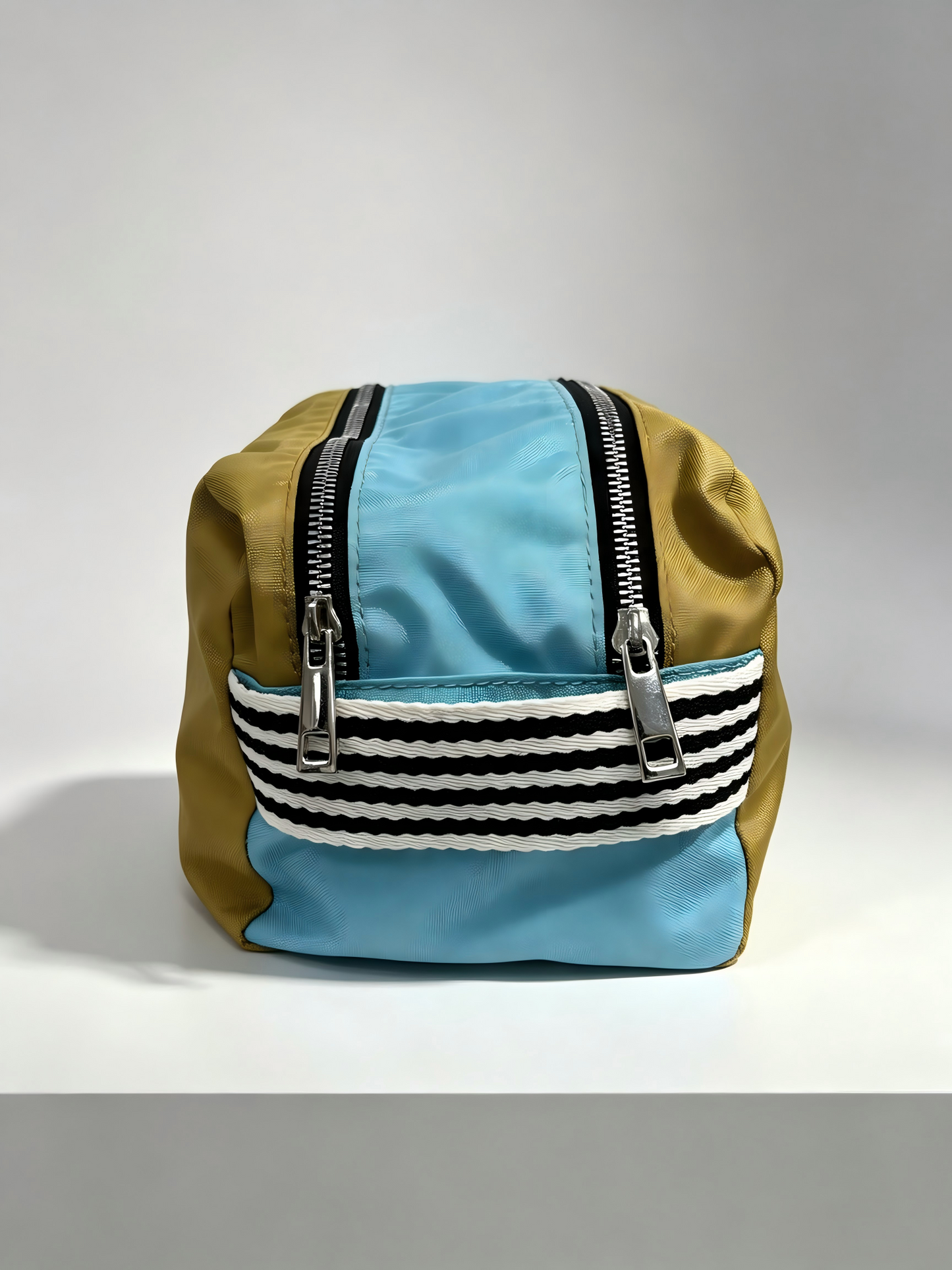 Colorblock Waterproof Nylon Toiletry Travel Pouch Bag