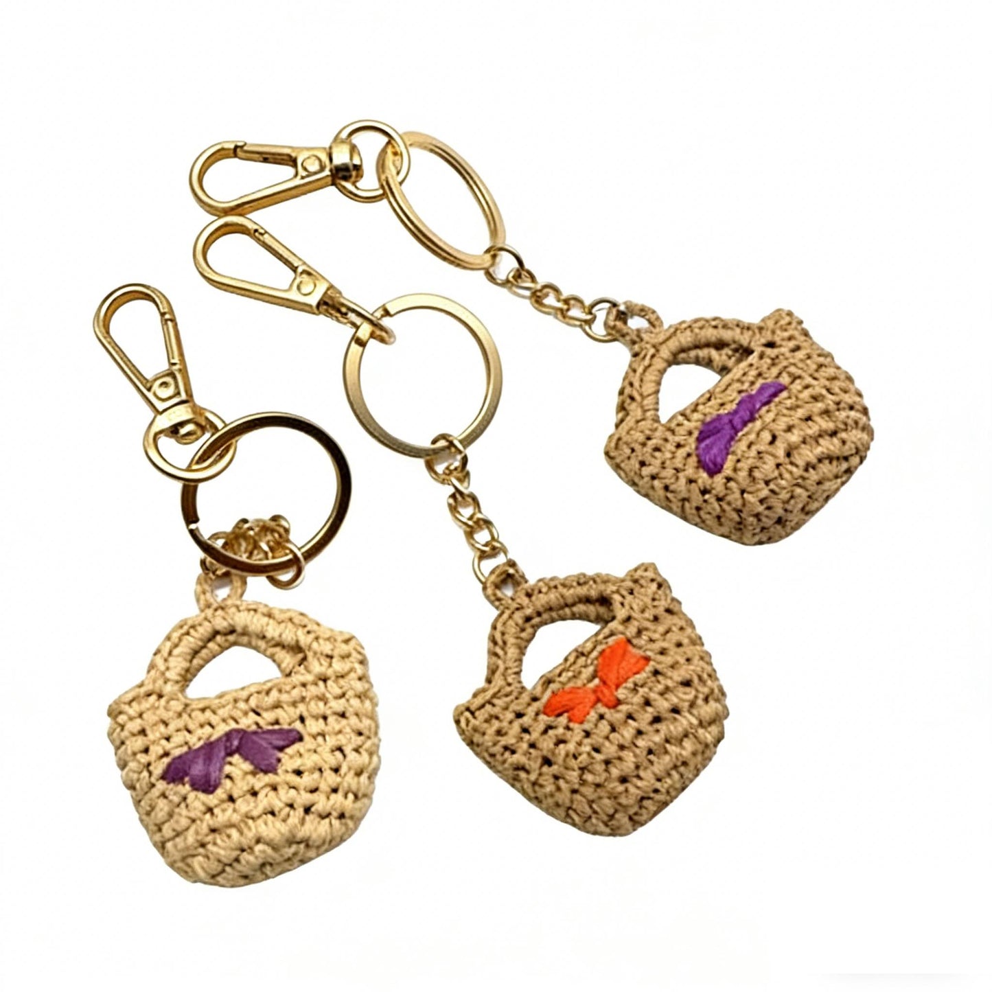 Mini Crochet Straw Bag Keychain