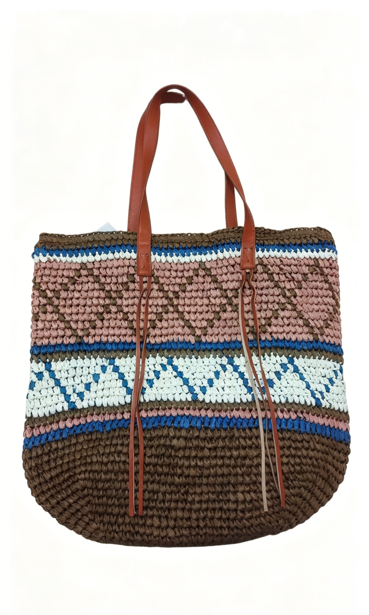 Striped Woven Beach Shoulder Bag