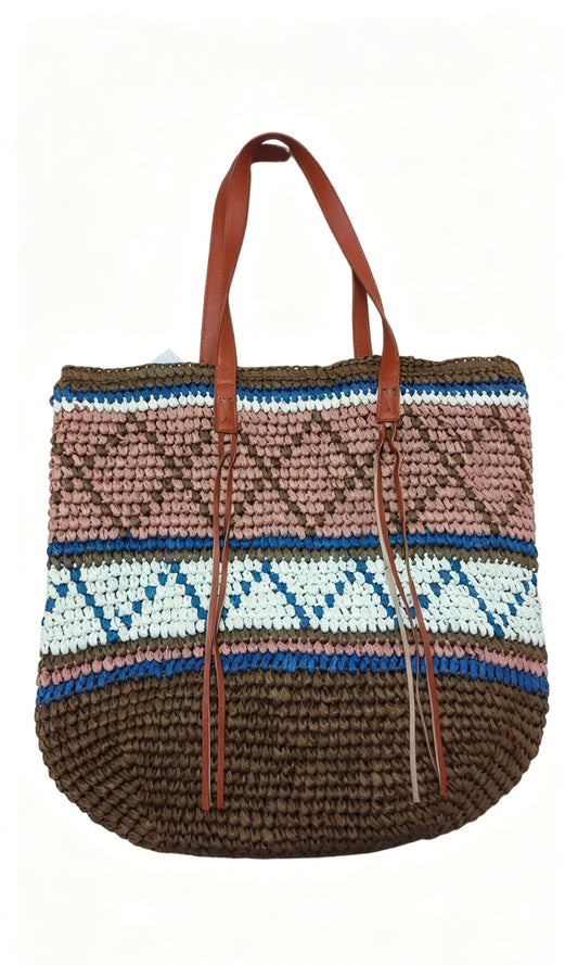 Striped Woven Beach Shoulder Bag