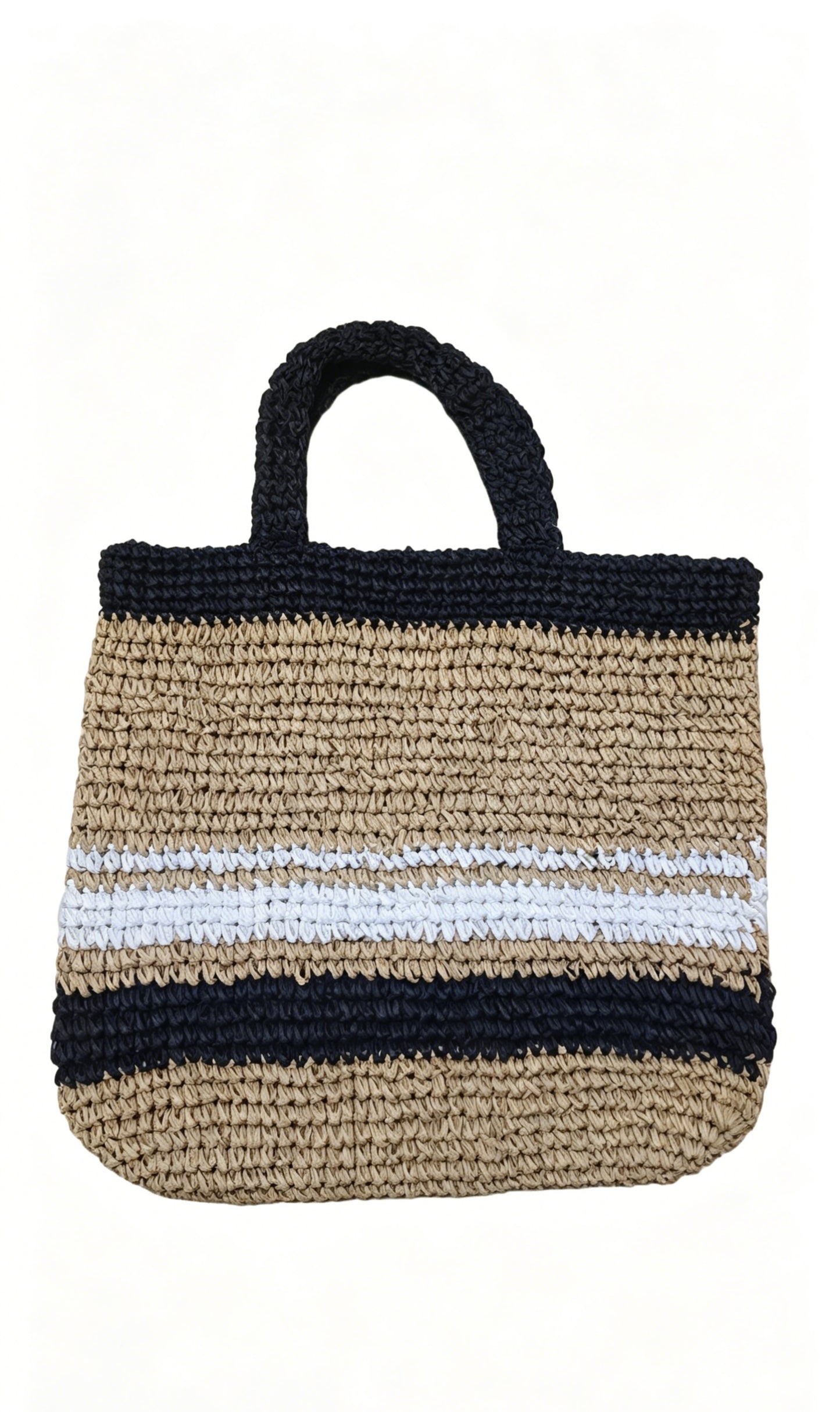 Round Natural Straw Woven Handheld Bag