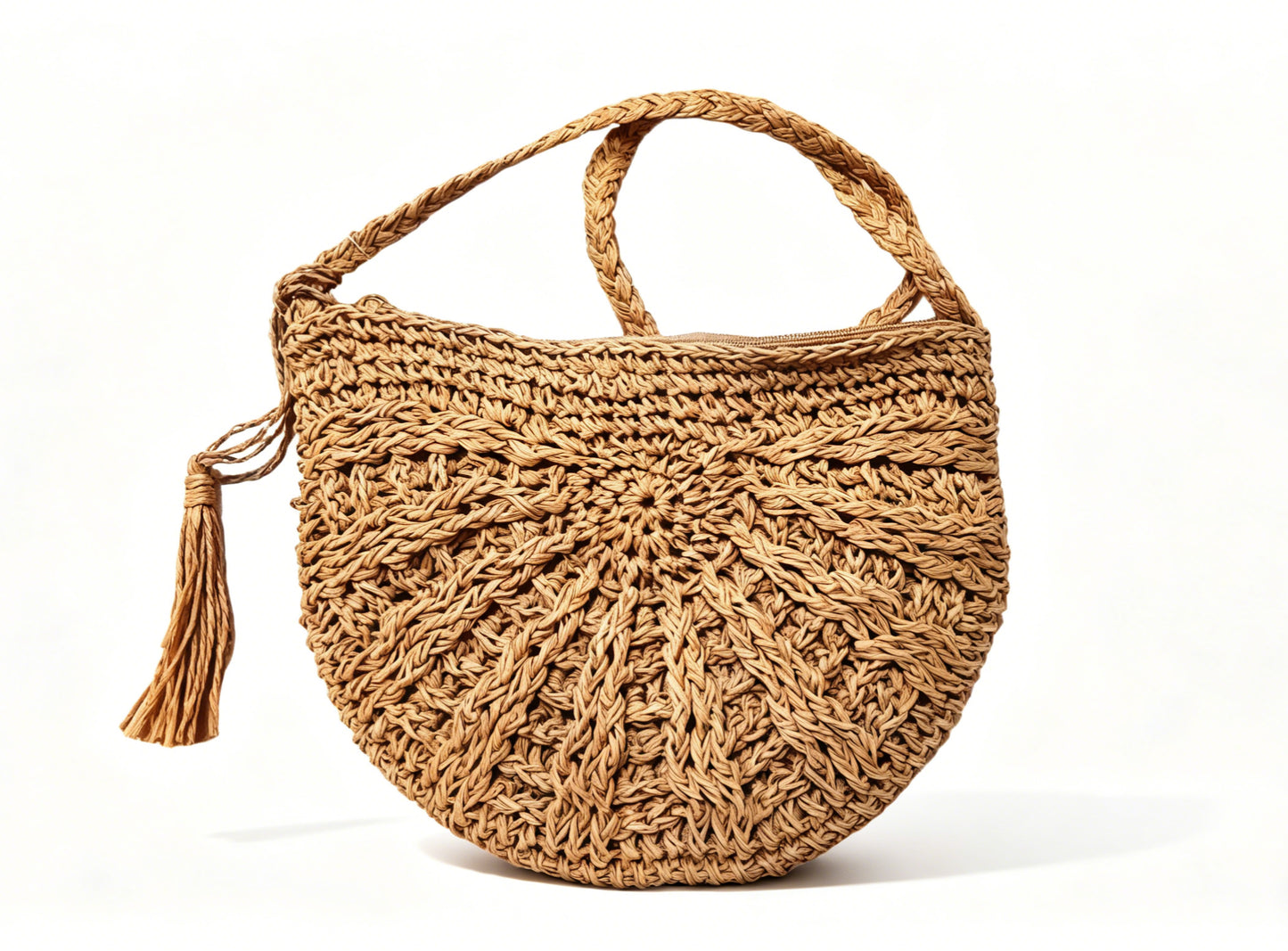 Tassel Crochet Straw Handbag