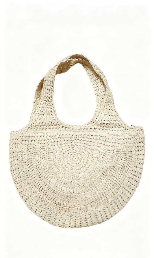 Minimalist Natural Straw Shoulder Handbag