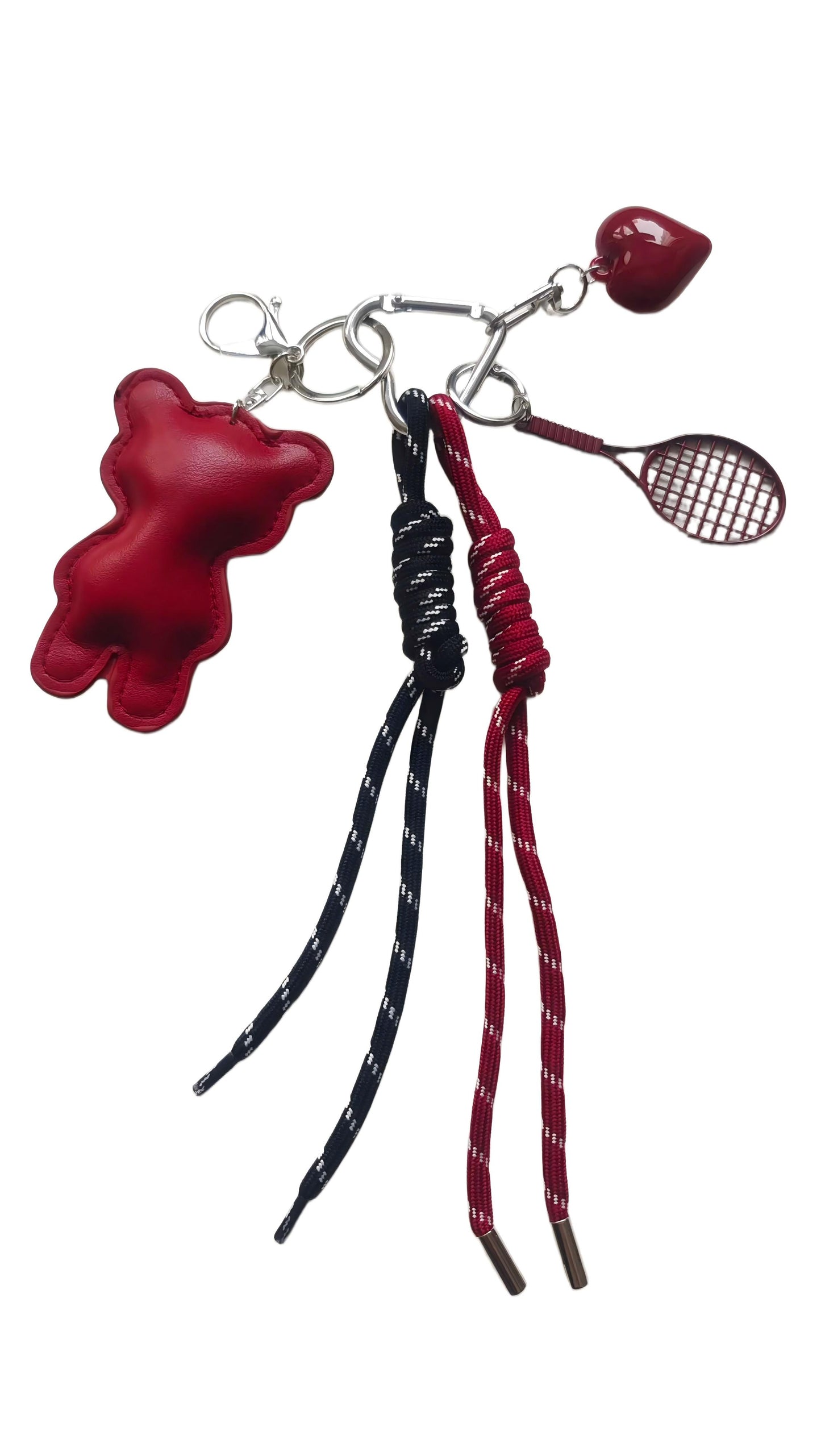 Red Leather Bear & Tennis Charm