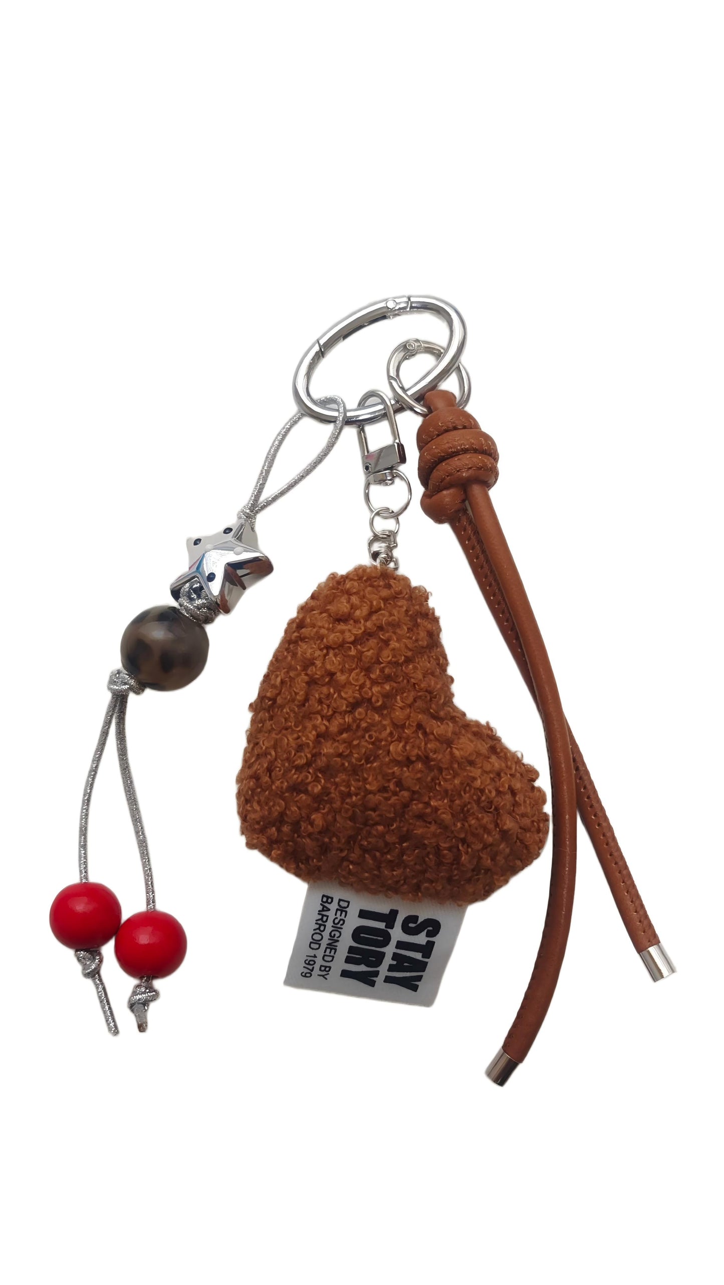 Caramel Teddy Fleece Heart Bag Charm