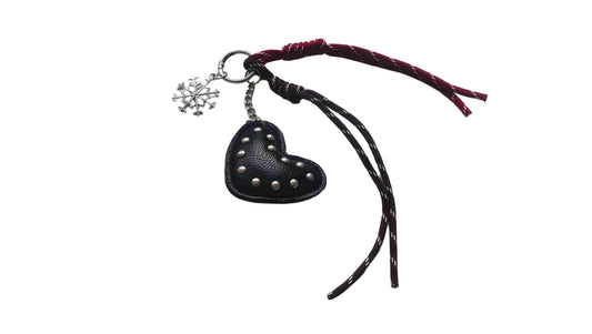 Punk Style Black Studded Leather Heart Bag Charm