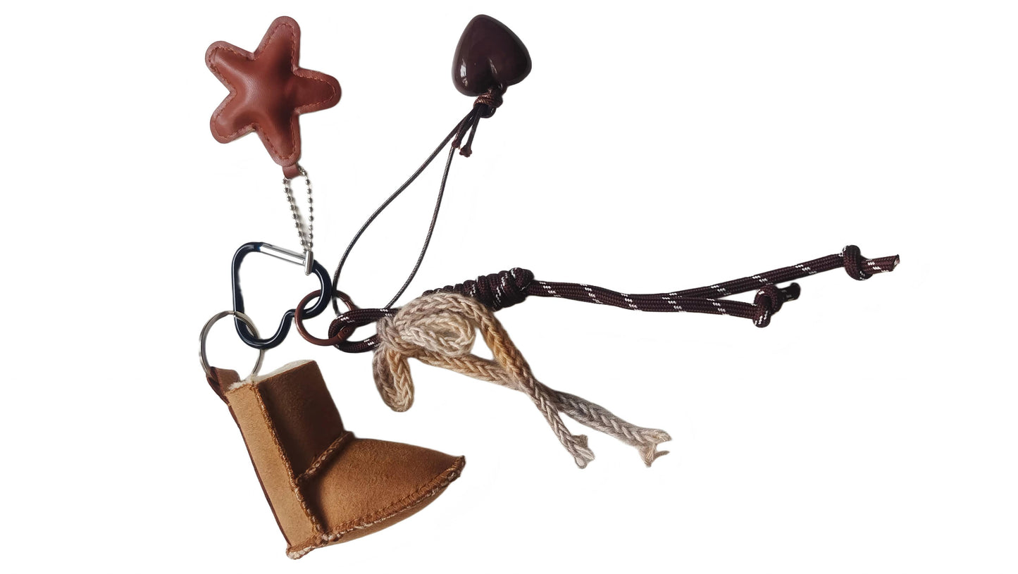 Mini Winter Boot & Suede Star Bag Charm