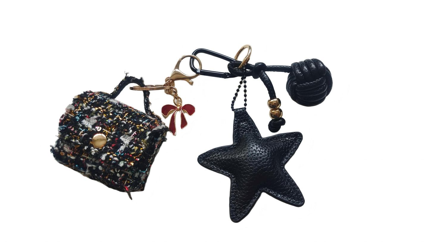 Elegant Tweed Mini Purse Bag Charm