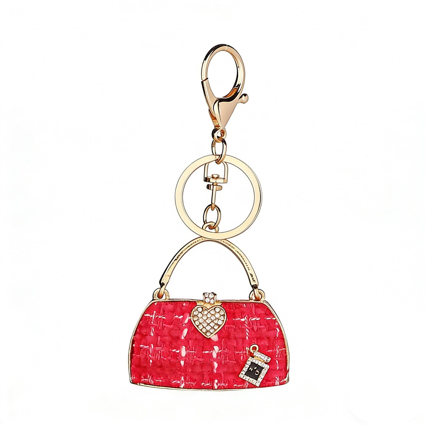 Red Rhinestone Handbag Keychain