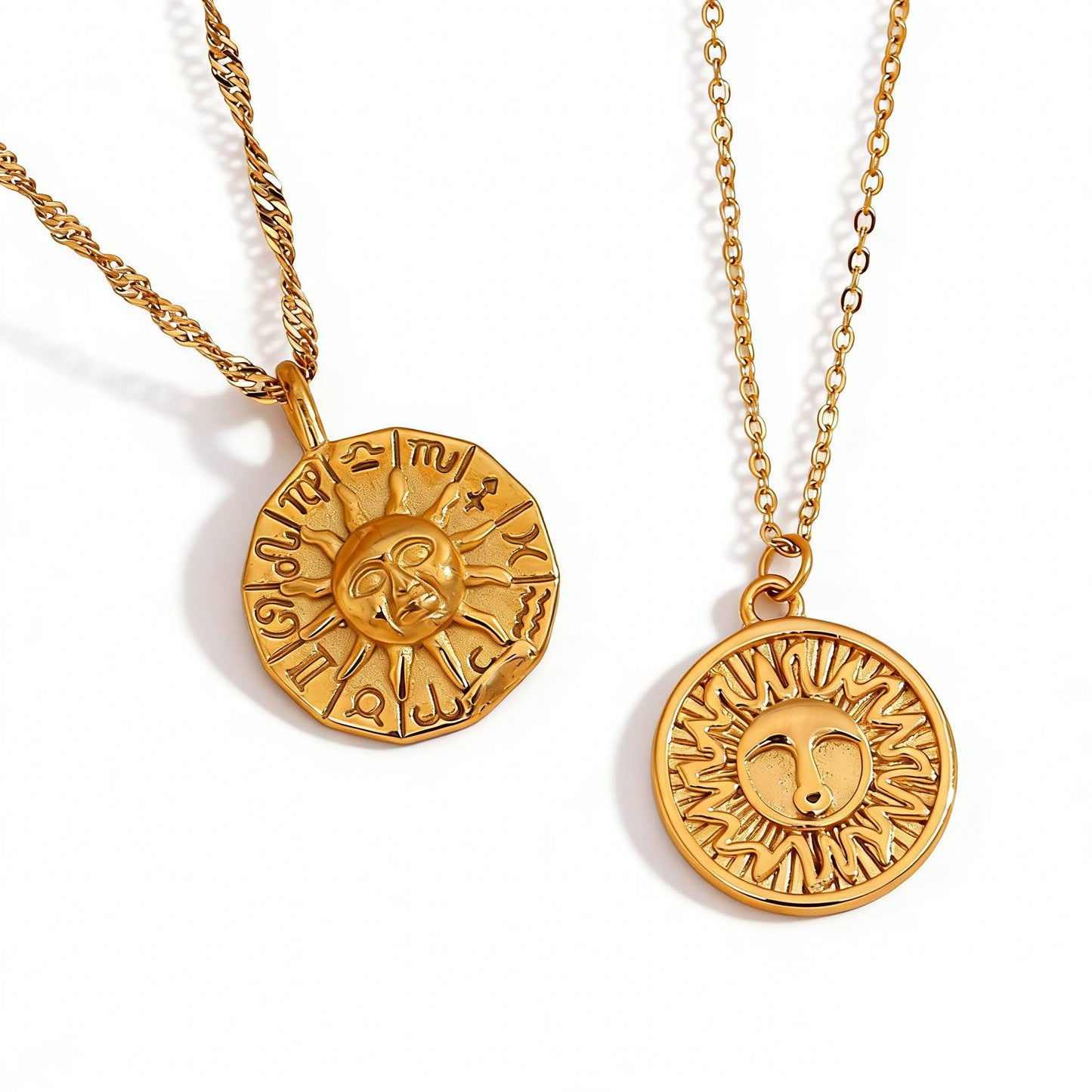 Sun Zodiac Coin Necklace
