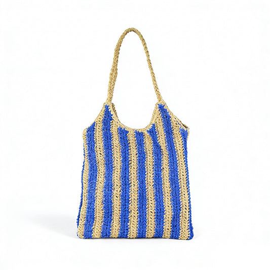 Striped Straw Tote Bag